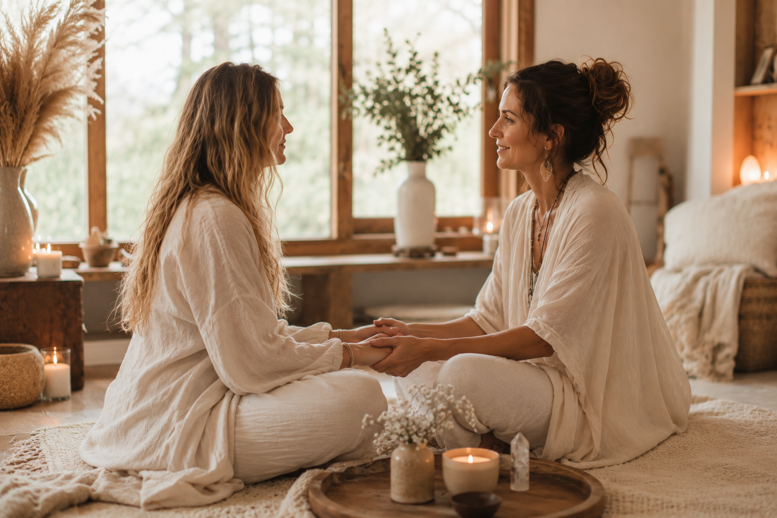 Moeder en dochter tijdens een Heart to Heart ritueel in Lelystad