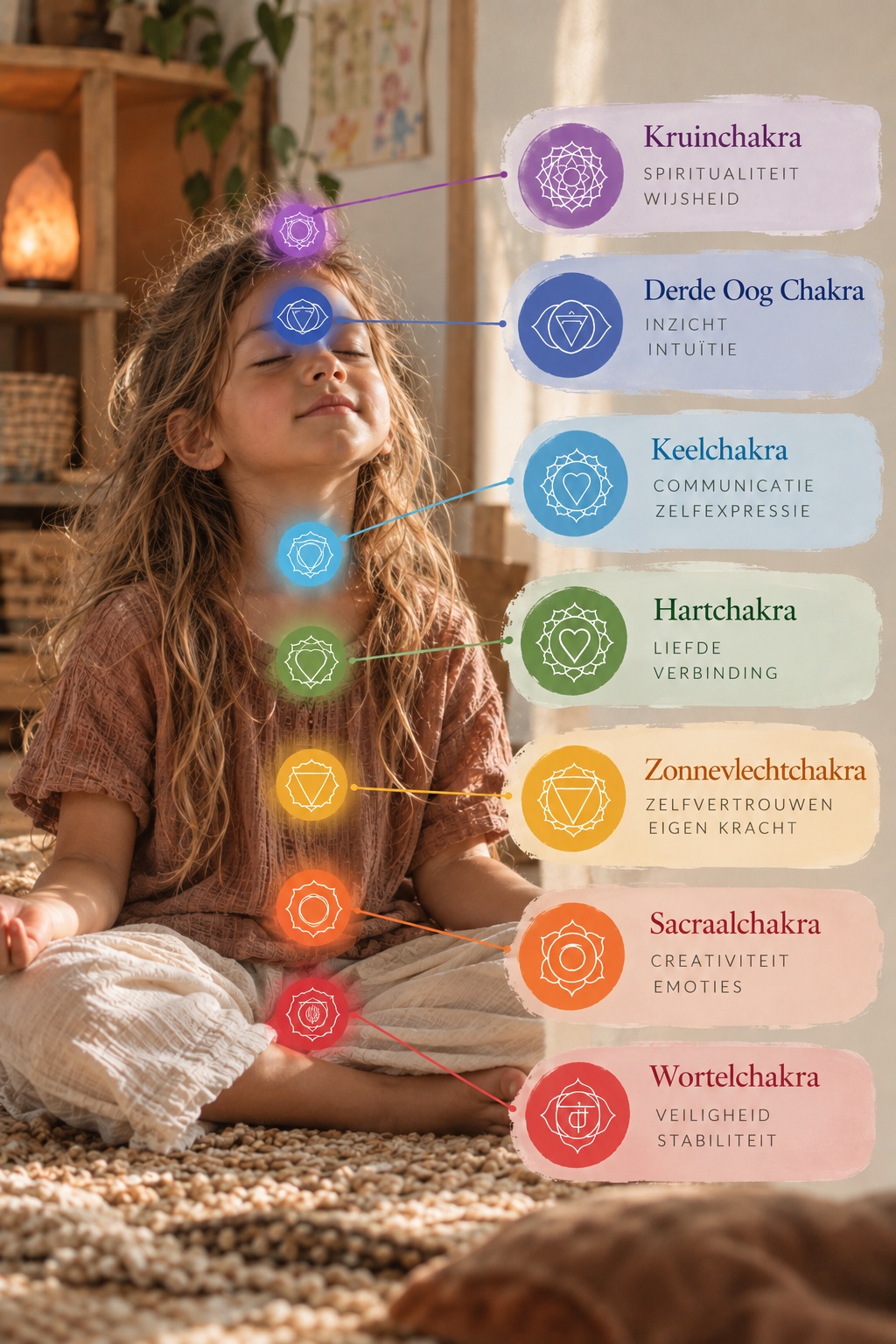 Kindermeditatie met chakraposter